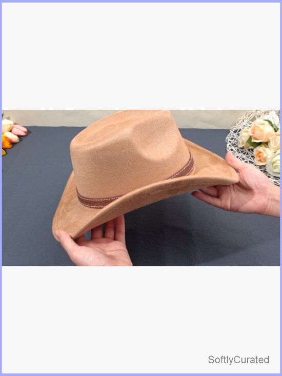 Vintage Style Felt Cowboy Hats with Belt Buckle Unisex Western Costume Hat 4 main image 5